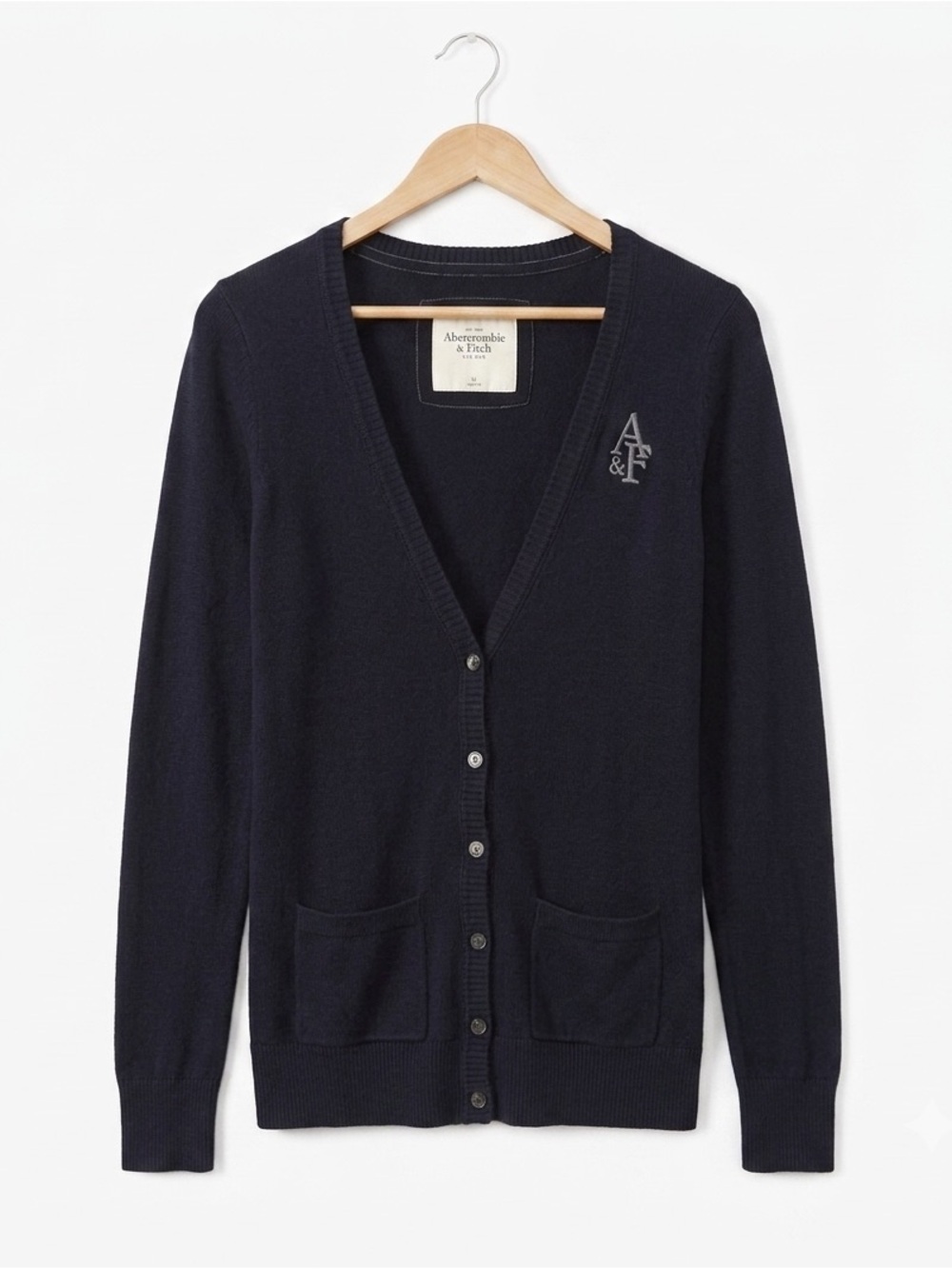 Abercrombie & Fitch LARGE Women’s Collegiate Navy Cardigan V Neck